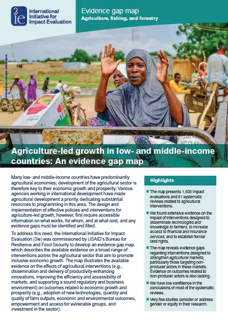 Agriculture-led growth in low- and middle-income countries: An evidence gap map